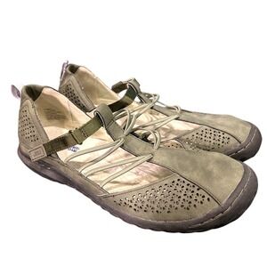 JBU Jambu Shoes Womens 7.5 Olive Fig Mary Jane Flat Vegan Memory Foam Perforated